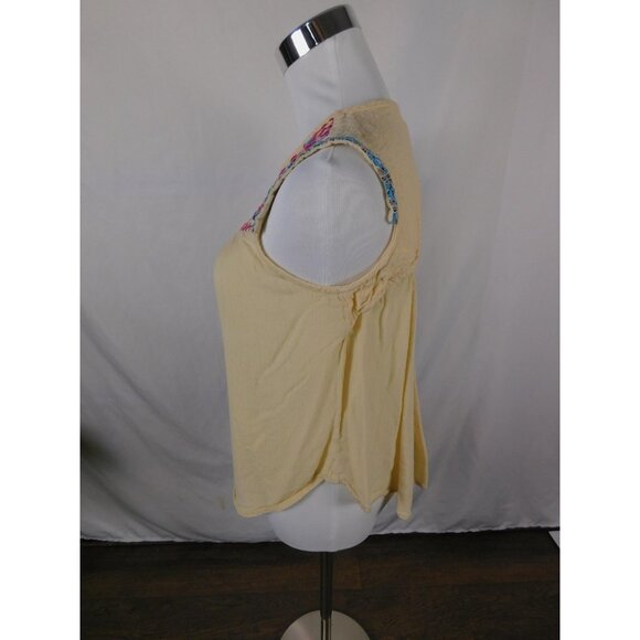 World Market S/M Yellow Embroidered Boho Mirror Cutout Top - Picture 6 of 12